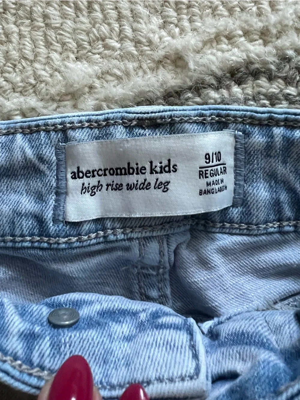 abercrombie kids Light Blue High-Rise Wide Leg Jeans
